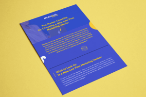 designed purple PDF of CLARUS marketing vendor checklist on yellow background