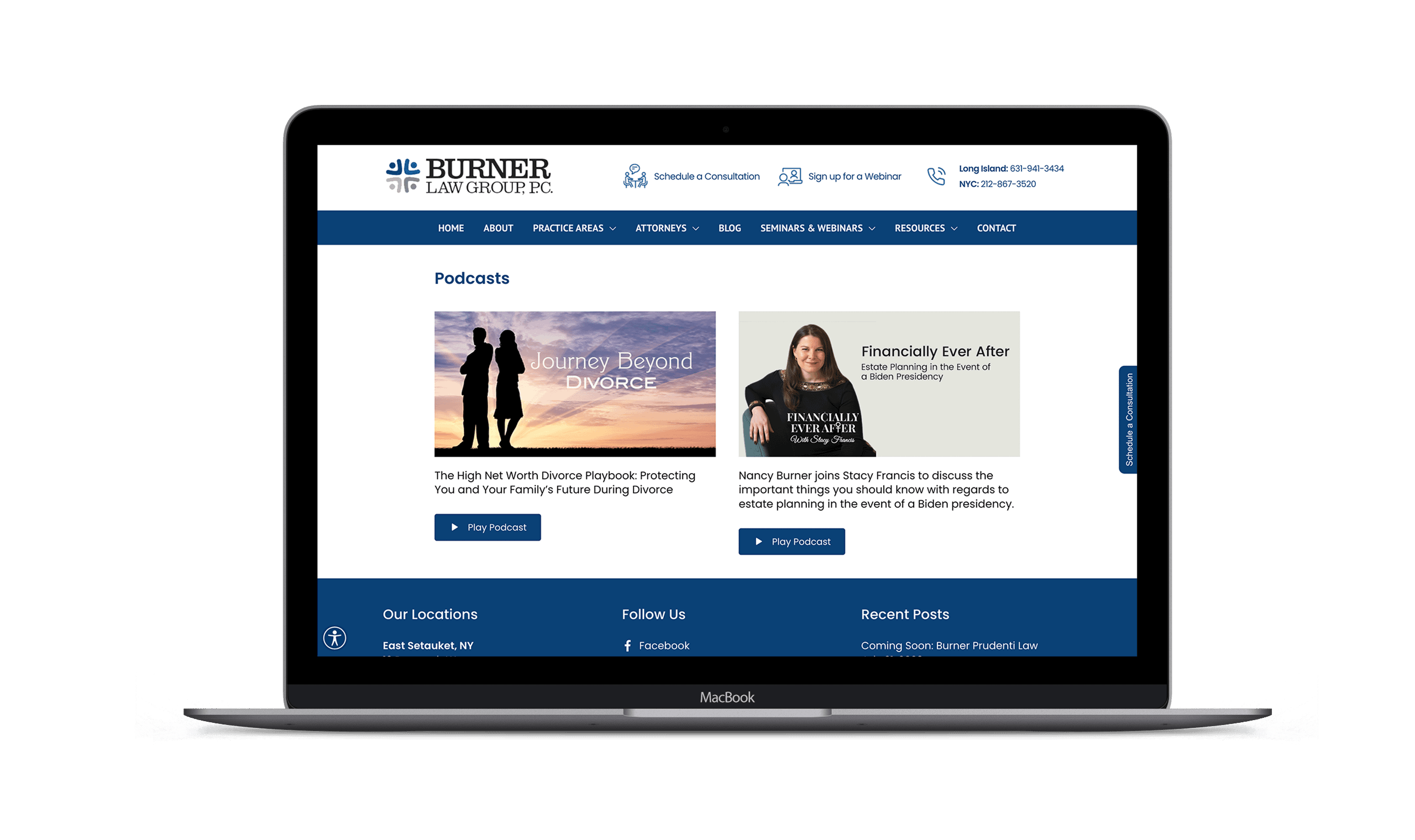 Burner Law old website on laptop